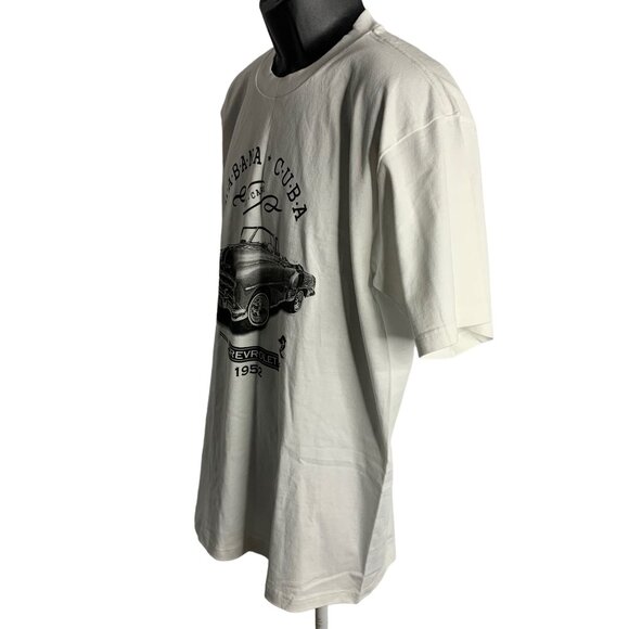 Chevrolet Muscle Car Crewneck T Shirt XL White Short Sleeve Habana Cuba Chevy - Picture 3 of 6